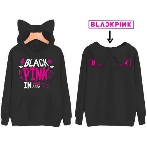Blusa Moletom Infantil Orelhinha Blackpink Kpop In Your Area em algodão