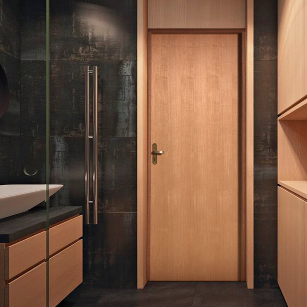 Kit Porta de Madeira 210x82cm Batente 11cm Lisa Padrão Imbuia Uniportas Abertura Direita Direita