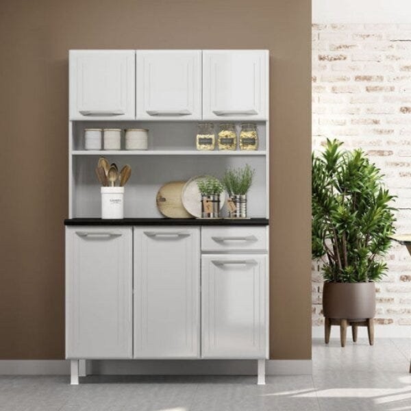Armário de Cozinha em Aço Triplo Topázio Smart  Branco - Home & Living