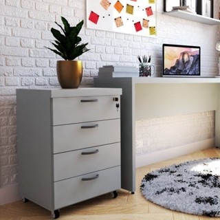 Gaveteiro Volante com 4 Gavetas Natus 40 Cinza Cristal em Oferta na Shopee