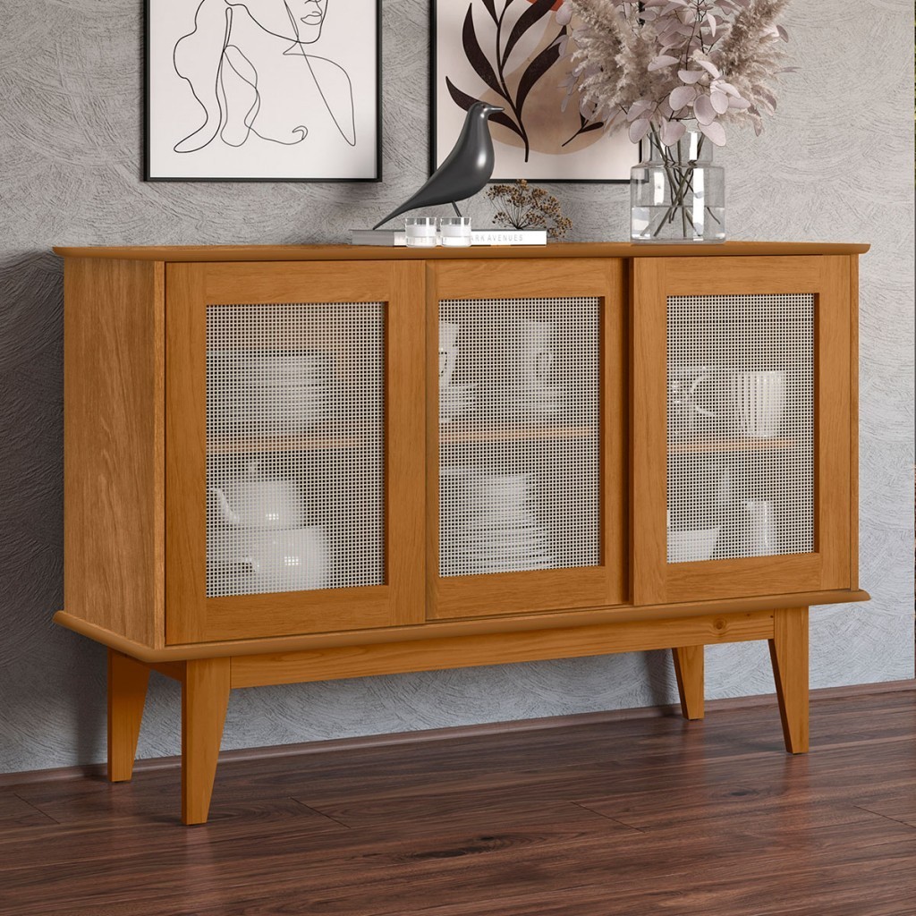 Balcão Buffet Detroit 3 Portas 3 Prateleiras Nature - Tebarrot em Oferta na Shopee