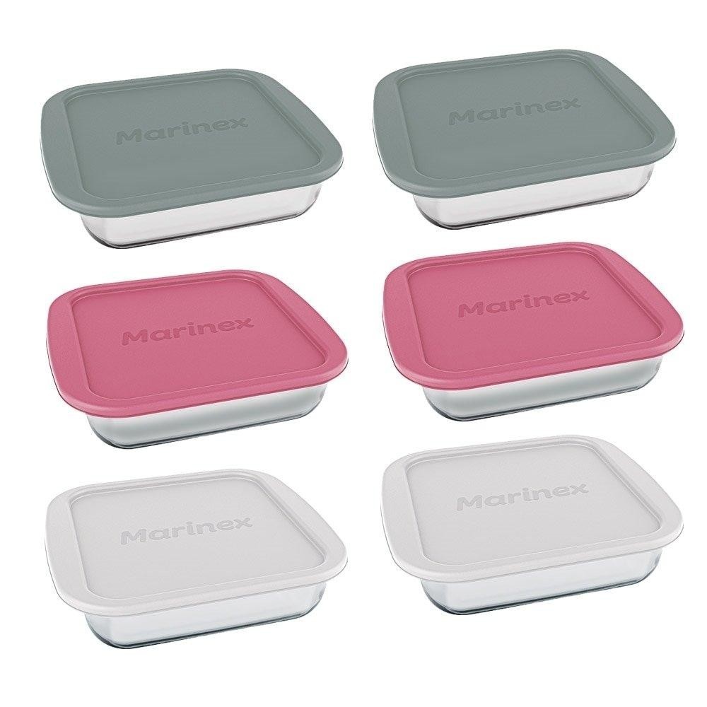 Conjunto de Assadeiras Marinex Quadrada Média com Tampa Plástica 6 Peças em Oferta na Shopee
