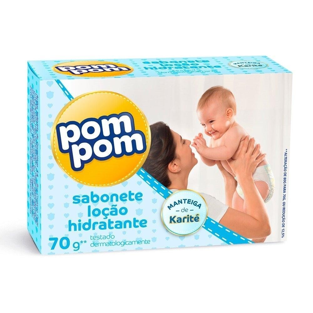 Sabonete Pom-Pom Hidratante 70g Embalagem com 12 Unidades - Mom & Baby