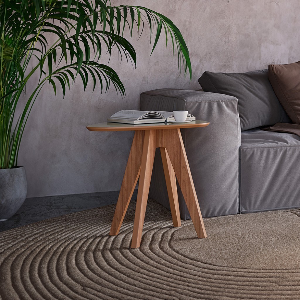 Mesa de Canto Orgânica Nature Off White/Freijó - Dalla Costa em Oferta na Shopee