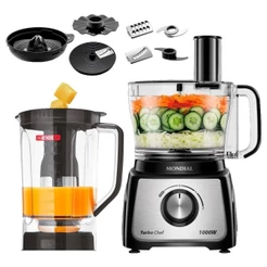 Multiprocessador de Alimentos Mondial MPN01BF Turbo Chef | 9 em 1, 2 Velocidades + Turbo, 1000W, Preto