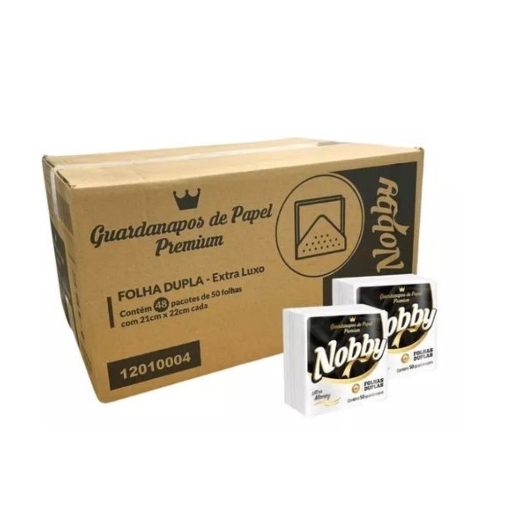 Kit 2.400UN Guardanapo de Papel Folha Dupla 20,8X21,5CM - NOBBY