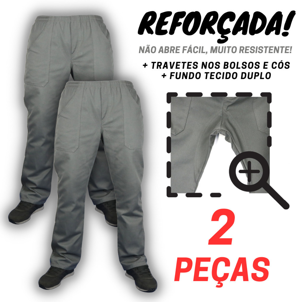 KIT  - 2 -CALÇA REFORÇADA! Brim pesado!  uniforme profissional construção civil trabalho pesado