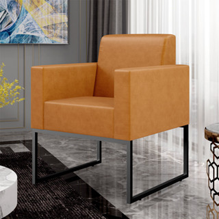 Poltrona Para Sala De Estar Base Fixa De Metal Helô L02 Couríssimo Whisky  - Lyam Decor em Oferta na Shopee