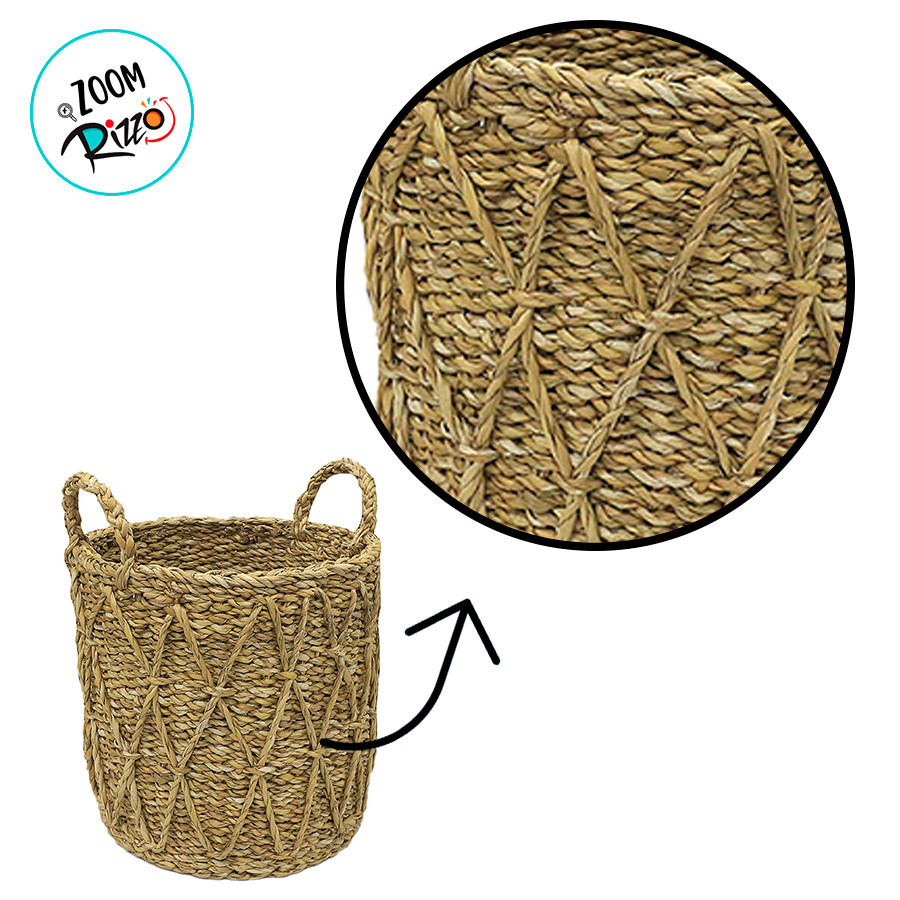 Detalhes do Cesta Decorativa Caubi de Seagrass com Alça - 32x32x27cm - 1 unidade - Rizzo