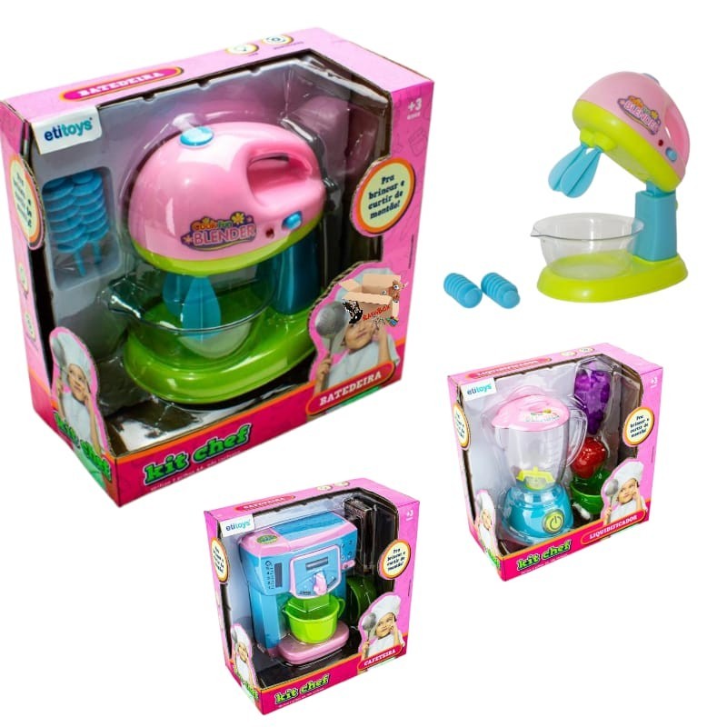 Brinquedo Super Batedeira, Liquidificador Ou Cafeteira Infantil Com Movimento E Luz Tamanho G - Etitoys