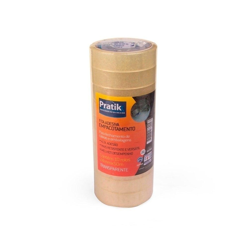 Fita Empacotamento Pratik 24mmx50m Transparente - Embalagem com 10 Unidades - Stationery