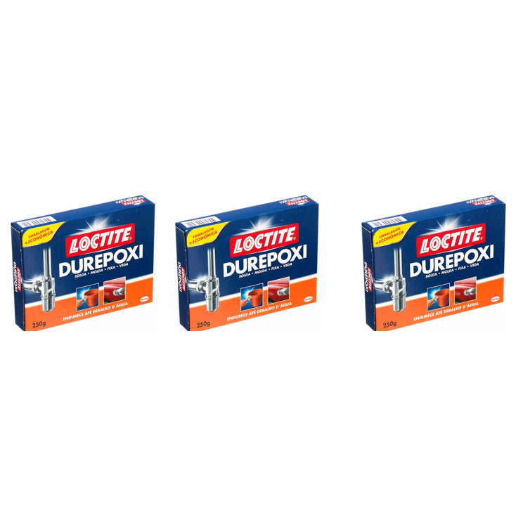 Kit com 3 - Adesivo Epoxi Durepoxi Massa Loctite Henkel 250g em Oferta na Shopee