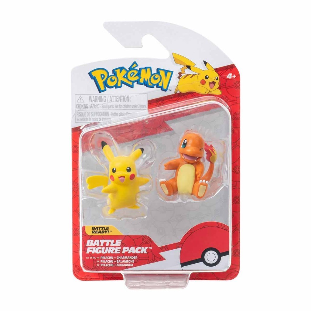 2 Bonecos de Batalha Pikachu e Charmander - Pokémon