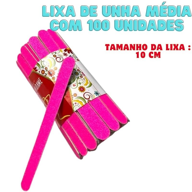 Lixa Média Rosa com 100un em Oferta na Shopee