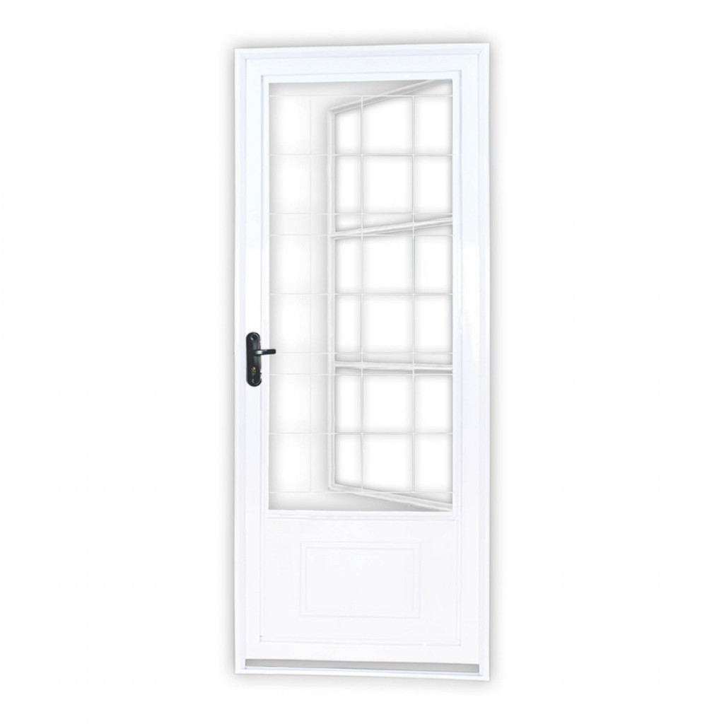 Porta de Aço Postigo 215x85cm com Grade Quadrada Minas Sul MGM Esquerda