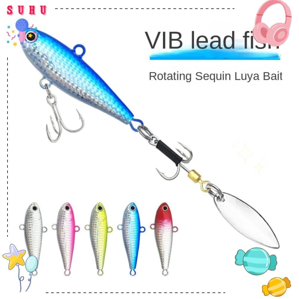 SUHU 1pc Isca De Pesca Metálica , Wobblers Crankbaits With Hook VIB Lure , Girar Colher De Com Gelo