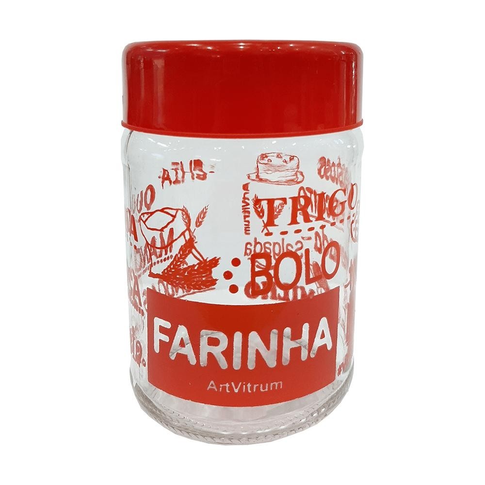 Pote p/ Farinha Artvitrum 600ml Vermelho 31F/2 em Oferta na Shopee