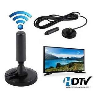 Antena Digital Amplificada Interna e Externa 1.5-5 Metros Base Imã Prova d'água 4DBI HDTV/UHF/VHF