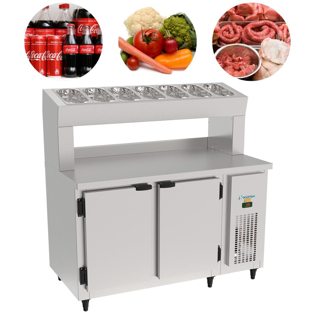 Balcão de Serviço Condimentador 1,35 m 2 Portas Refrigerado Inox KBSCC-135D Kofisa
