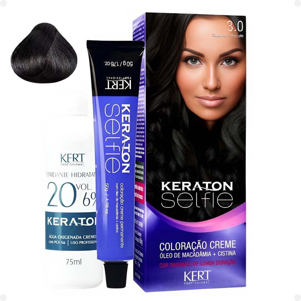 Coloração Creme Kert Keraton Selfie 3.0 Castanho Escuro