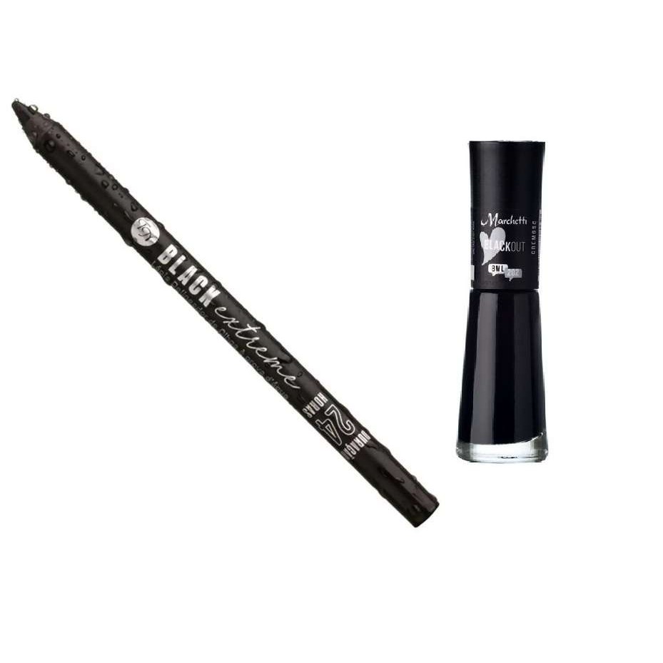 Kit Toque De Natureza Lápis Delineador - À Prova D'água e Esmalte Preto