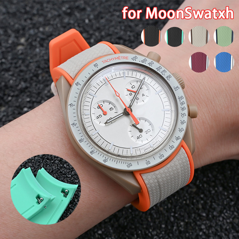 Nova Pulseira De Silicone Para X Swatch Joint MoonSwatch 20mm Liberação Rápida Curvada Final Relógio Rolex Seamaster 300