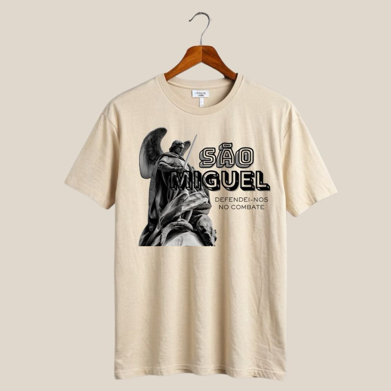 Camiseta T-shirt São Miguel Arcanjo Quaresma Blusa em 100% algodao Católica Adulto Plus Size