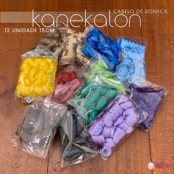 12 Multicores Kanekalon Sintético Cabelo Cacheado para Bonecas Russas, Amigurumi e Artesnatos em Geral