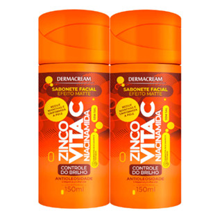 Kit 2 Sabonete Facial Efeito Matte Dermacream Zinco + Vita C Niacinamida 150ml em Oferta na Shopee