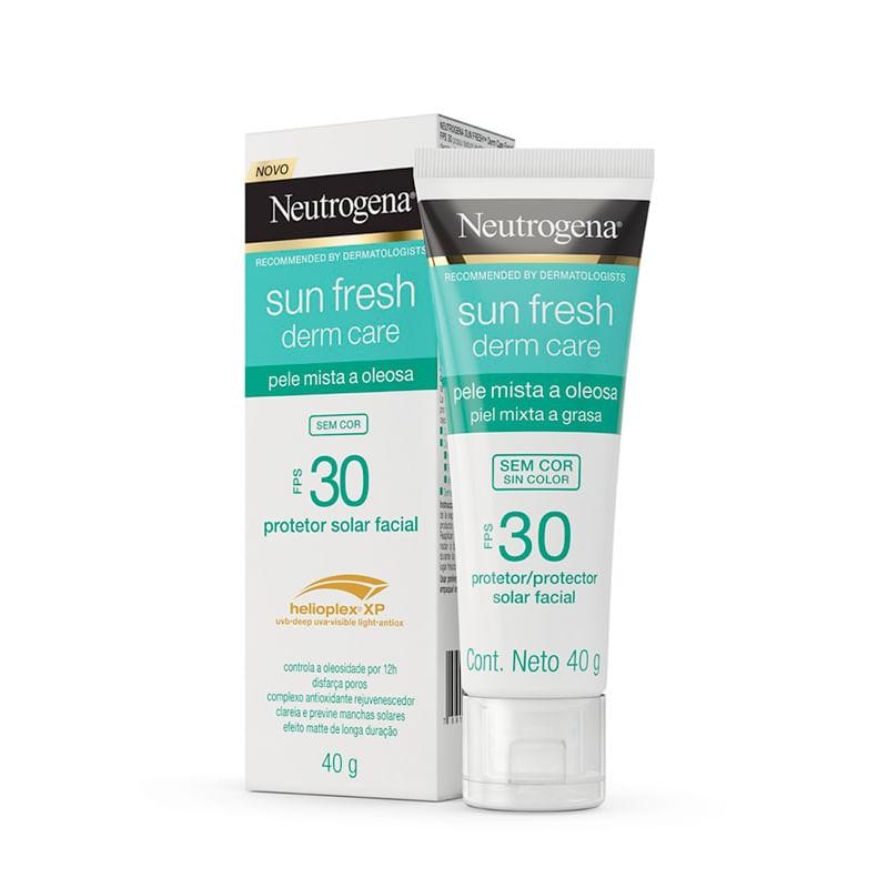 Protetor Solar Facial Neutrogena Sun Fresh Derm Care Pele Mista a Oleosa FPS30 40g em Oferta na Shopee