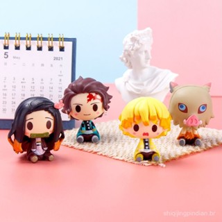 Conjunto de 4 peças Demon Slayer Personagens: Tanjiro, Nezuko, Zenit, Inosuke Q Versão Anime Bonecos Decorativos em Oferta na Shopee