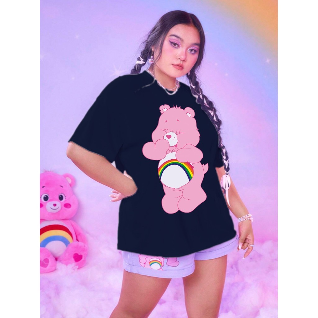 Camiseta Feminina Minimalista Estampada Bordado Care Bears Estilosa Macio Life Style Ursinhos