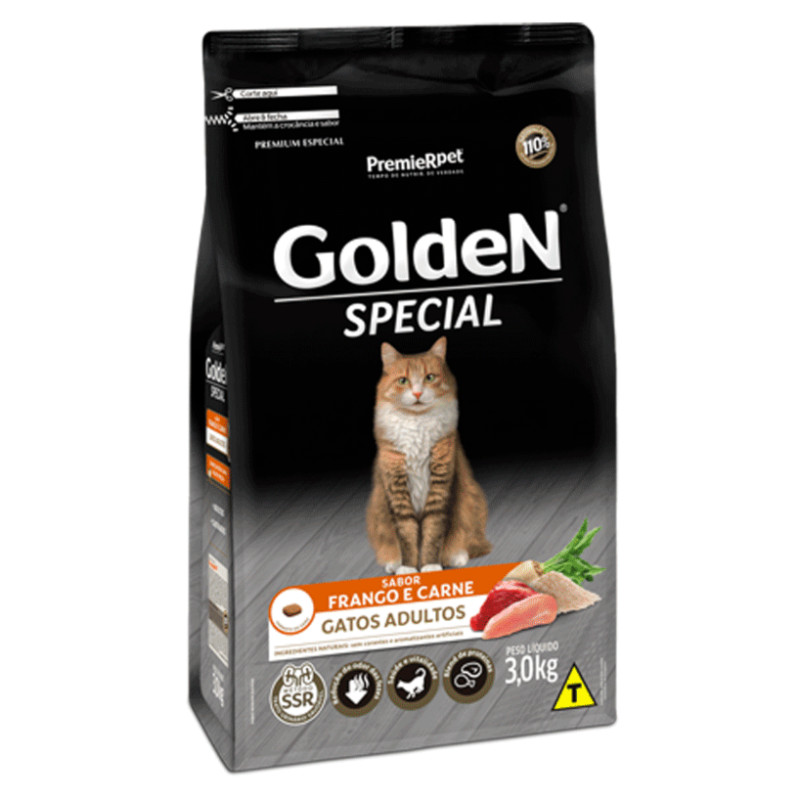 Ração GoldeN Special Gatos Adultos Sabor Frango e Carne 3kg em Oferta na Shopee