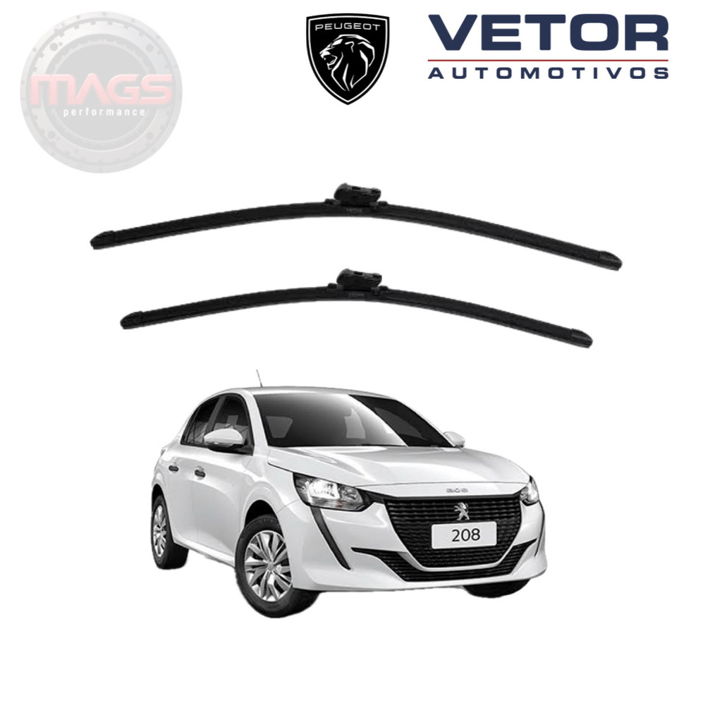 Par Palhetas Dianteiras Premium Peugeot 208 (2021 a 2025) Limpador Para-brisa Original Vetor