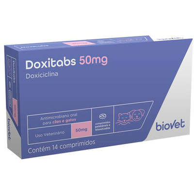 Antimicrobiano Biovet Doxitabs Doxiciclina 14 Comprimidos 50mg em Oferta na Shopee