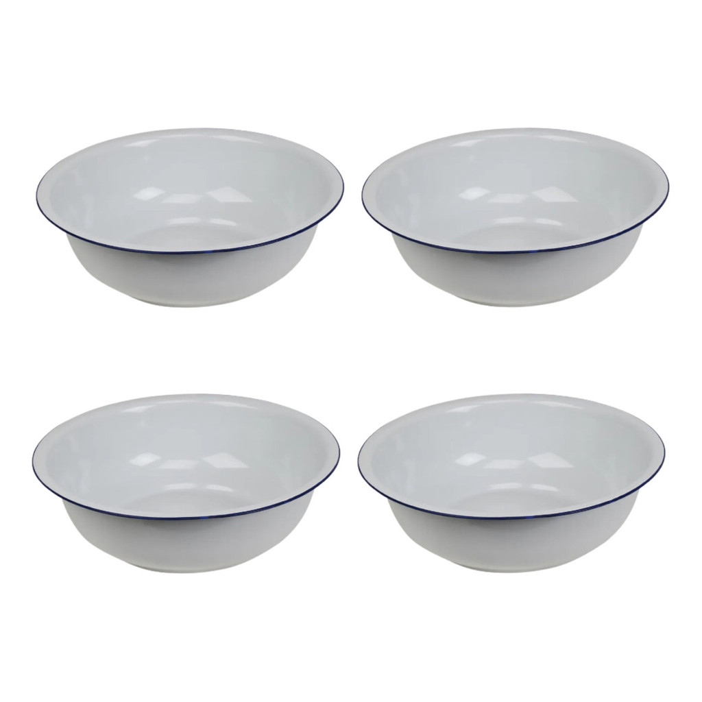 Bacia Esmaltada Branca Retro 4,5litros Kit 4 Unidades Tam 32