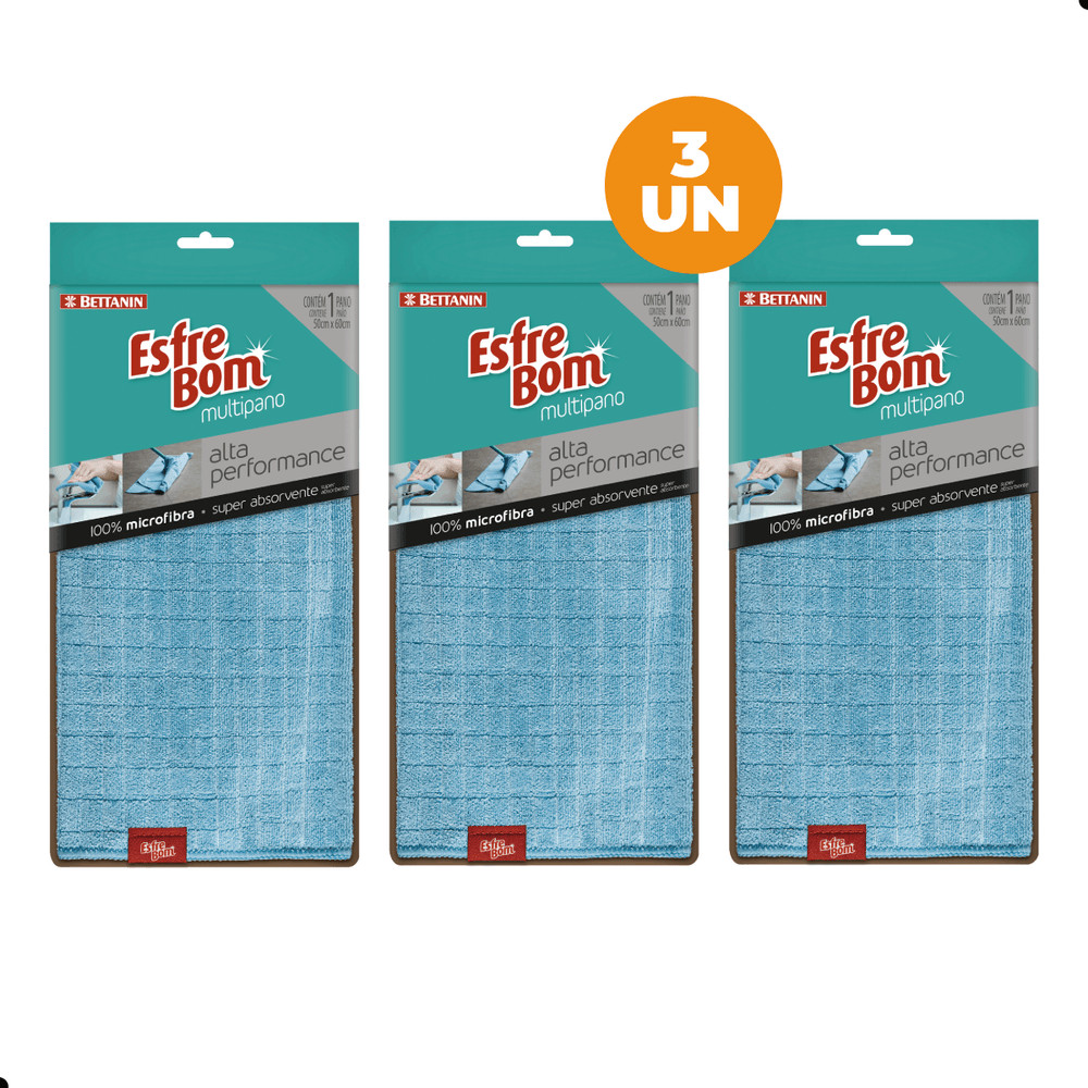 Kit 3 Panos de Chão Microfibra Alta Performance EsfreBom em Oferta na Shopee