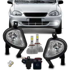 Kit Farol Milha Corsa Classic Meia Lua 2003 Á 2007 + Kit Super Led H3 6000k