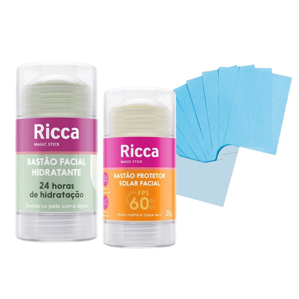 Bastão Cuidado Facial Hidratante Protetor Solar FPS60 Ricca