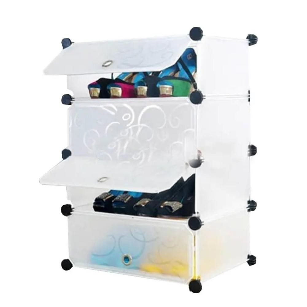GUARDA ROUPA SAPATEIRA MODULAR 4 PRATELEIRAS PORTATIL ORGANIZADOR ARMARIO QUARTO BRANCO