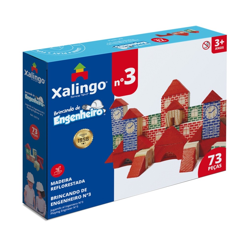 Brincando de Engenheiro N2 Xalingo c/ 73 Peças em Madeira