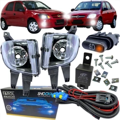 KIT FAROL DE MILHA AUXILIAR CHEVROLET GM CELTA E PRISMA 2007 ATÉ 2011 BOTAO MODELO ORIGINAL