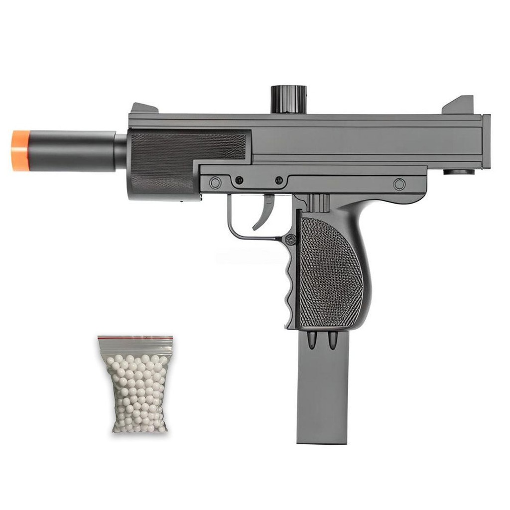 Pistola AirSoft Spring Mini Uzi M36 6mm Preta - Double Eagle + Esfera Promocional