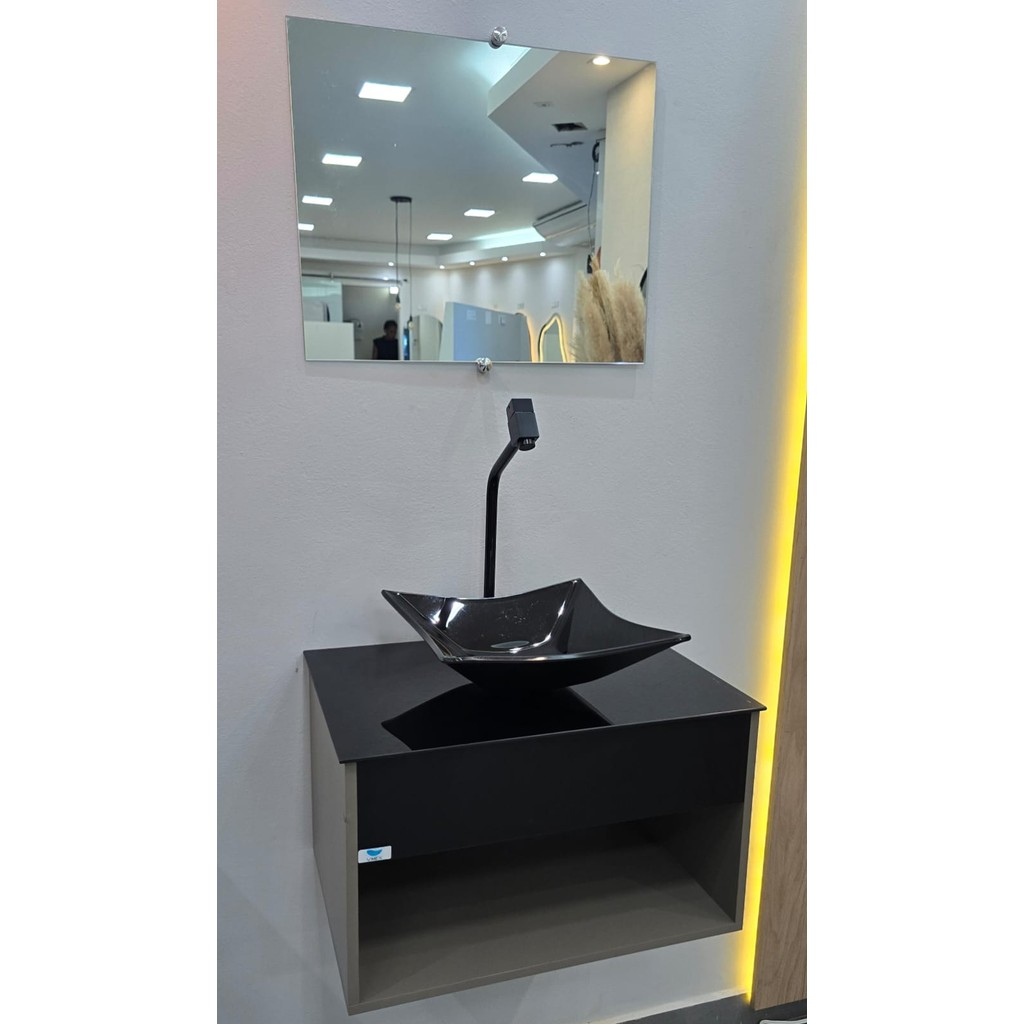 Gabinete Armário Banheiro 40cm Cuba Quadrada MDF