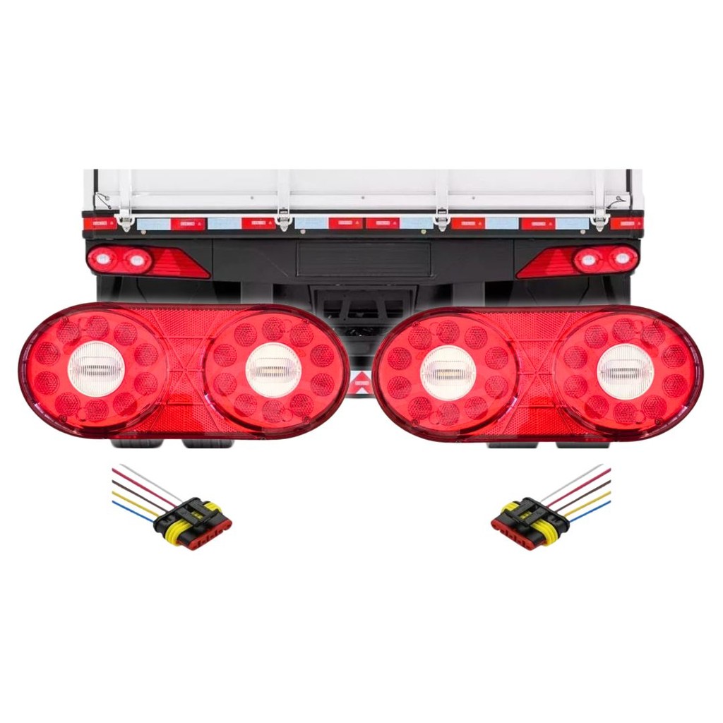 Kit 2 Lanterna Traseira Led Bivolt Universal Para Carreta Randon Implemento Após 2013 + Conectores em Oferta na Shopee