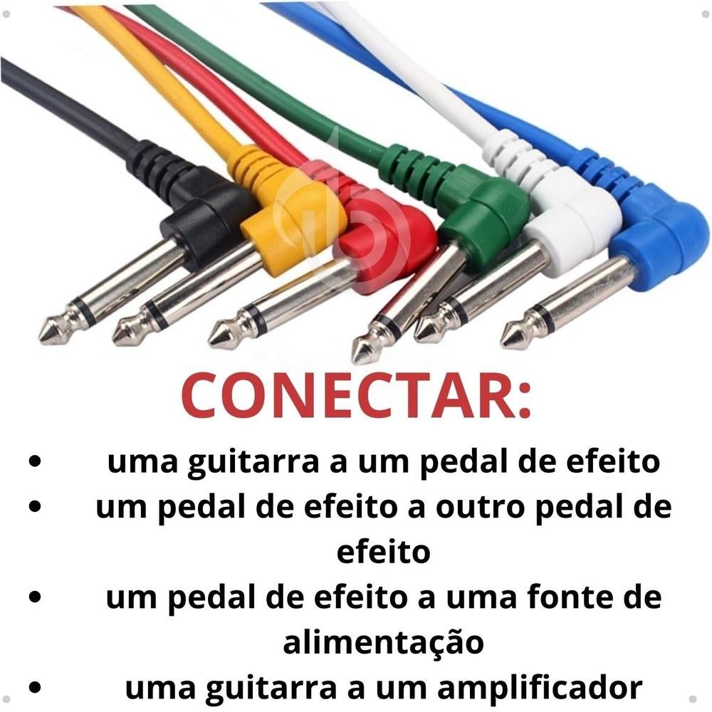 Kit 6 Cabos P10 P10 Cabo Guitarra Pedal Fonte Pedais 25 Cm em Oferta na Shopee