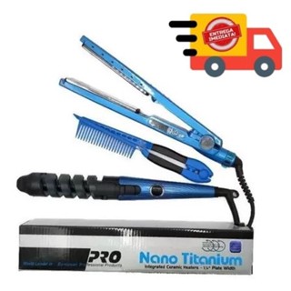 Kit 3 em 1- Prancha Chapinha Íon Titânio Iônica Profissional 450f Prancha de Cabelo 110/220v em Oferta na Shopee