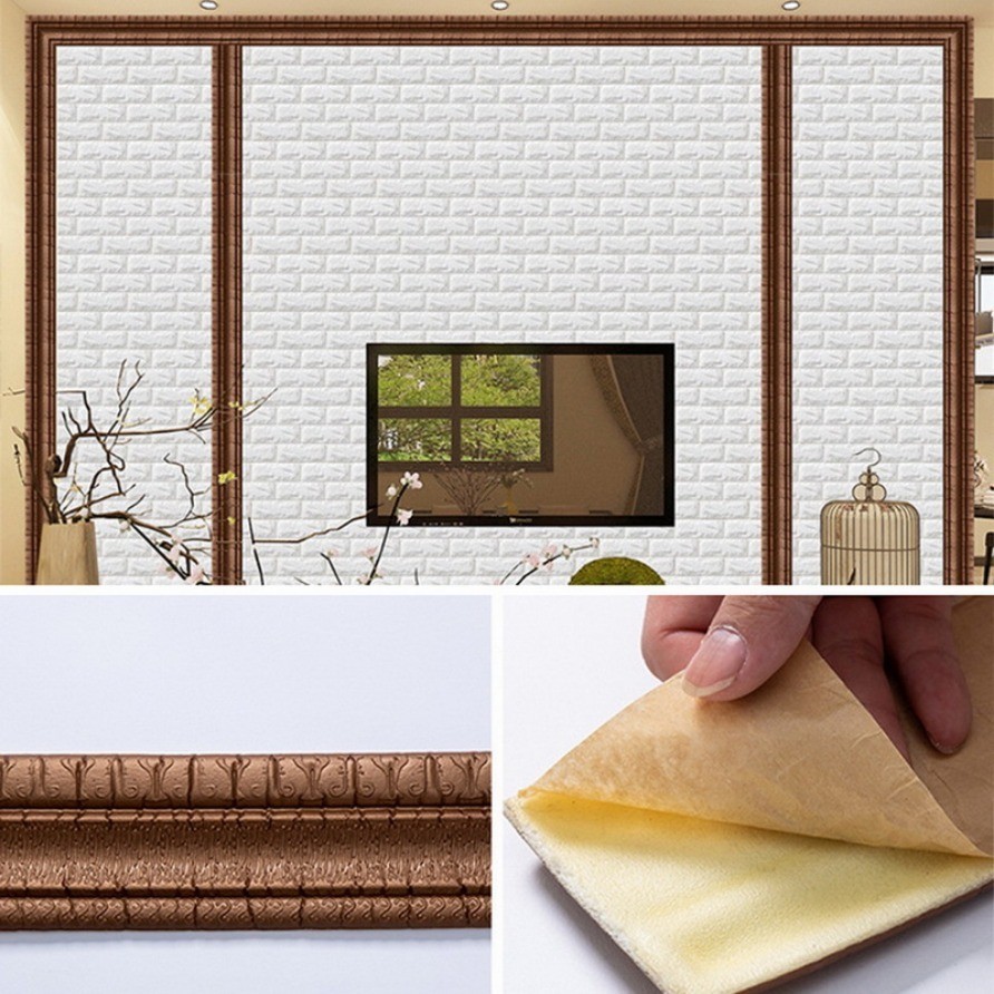 5pcs 3D Auto Adesivo Linha De Fundo De Cintura Rodapé De Parede Decoração Colar Porta E Janela Borda surround Tira Painel Tecto