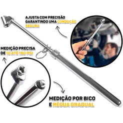 Calibrador Para Pneus De Pressão Tipo Caneta Bico Duplo 10 A 160 Libras Fertak