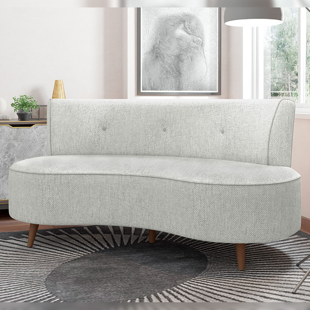 Sofá Chaise Living 2 Lugares 135cm para Sala Istambul K01 Linho Cinza - Lyam Decor